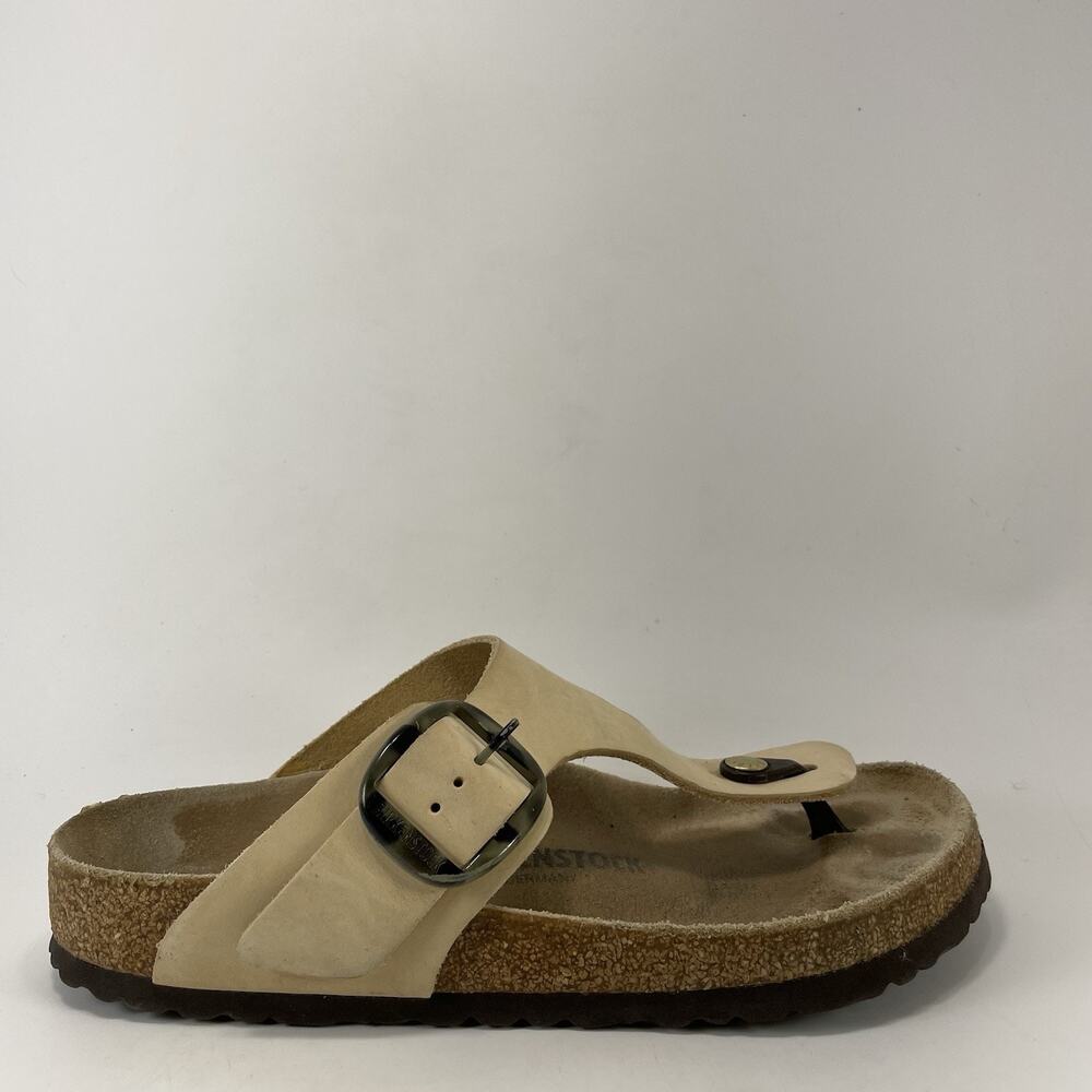 Birkenstock Gizeh Big Buckle Womens Size 40, 9-9.5 Beige Thong Tortoise Shell